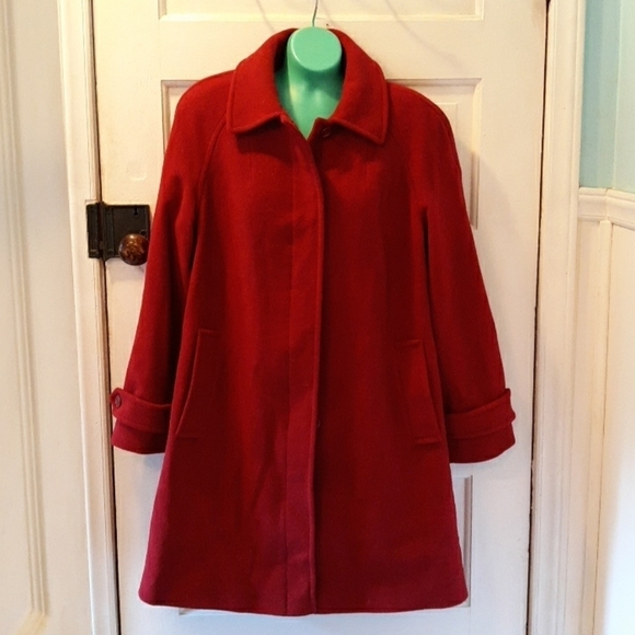 Appleseeds red 60% wool trenchcoat medium office - Picture 1 of 3